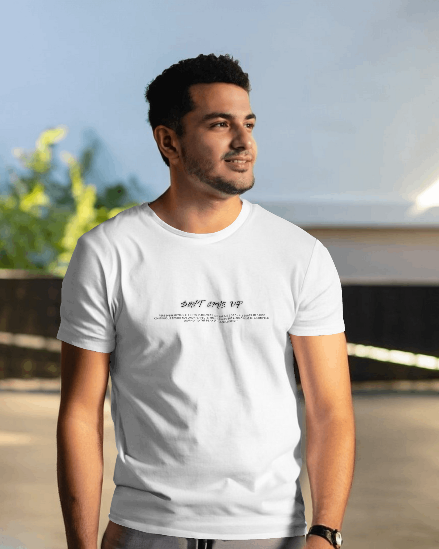 Don't Give Up White Regular T-Shirt
